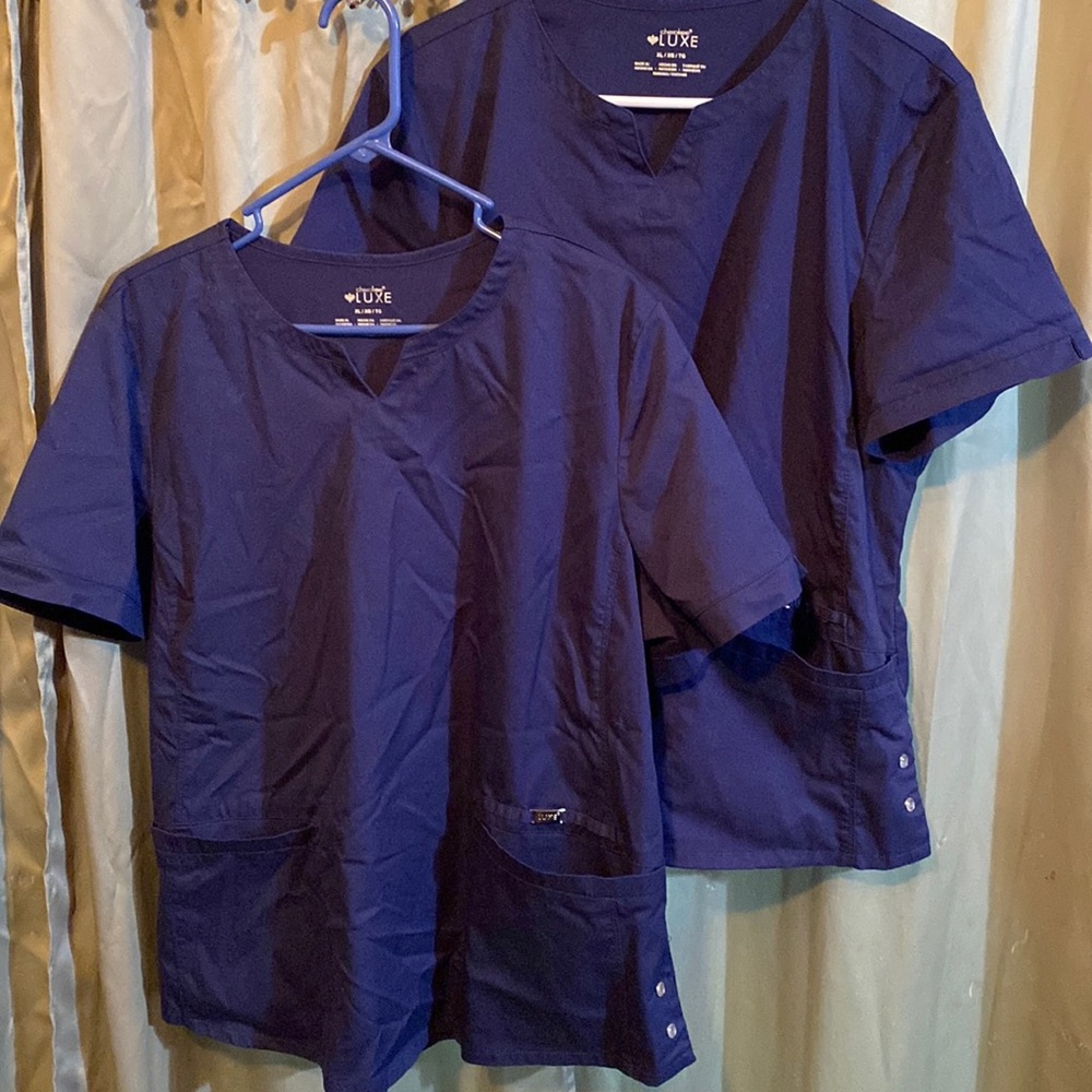 Cherokee Luxe Scrub Top Shirt Deep blue Size XLarge Modern Classic